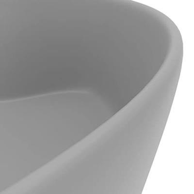 VidaXL Wastafel met overloop 36x13 cm keramiek mat lichtgrijs
