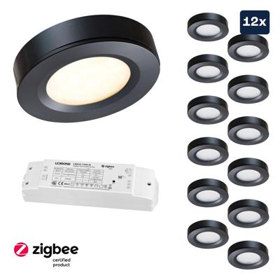 Set LED-opbouwspot Zigbee Adria zwart 3W dimbaar