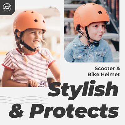 Scoot & Ride helmet - kinderhelm - s 51-55 cm - led achterlicht - magnetische sluiting - verstelbaar - peach