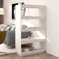 Boekenkast/kamerscherm 80x35x135 cm massief grenenhout wit - thumbnail