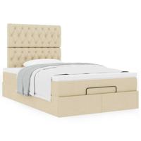 Ottoman bed met matras 140x190cm stof crèmekleurig - thumbnail