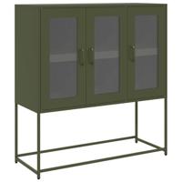 Dressoir 100,5x39x107 cm koudgewalst staal olijfgroen - thumbnail