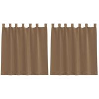 Gordijnen voile met lussen 2 st 140x140 cm lichtbruin - thumbnail