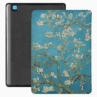 Lunso - Geschikt voor Kobo Aura Edition 2 hoes (6 inch) - Vegan Saffiano Leren sleep cover - Van Gogh Amandelbloesem - thumbnail