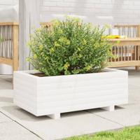Plantenbak 70x40x26,5 cm massief grenenhout wit - thumbnail