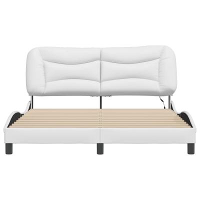 Bedframe met LED-verlichting kunstleer wit 160x200 cm