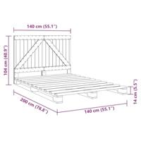 Bedframe met hoofdbord massief grenenhout grijs 140x200 cm - thumbnail