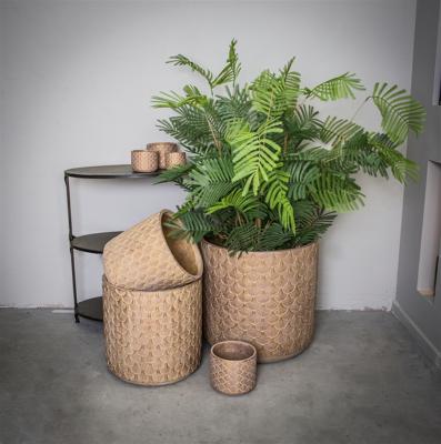 PTMD Pot Xenna goud cement palm patroon M 17 X 17 X 16