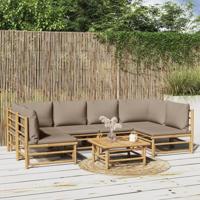 7-delige Loungeset met kussens bamboe taupe - thumbnail