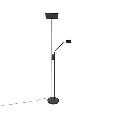 QAZQA Moderne vloerlamp zwart incl. LED en dimmer met leeslamp -