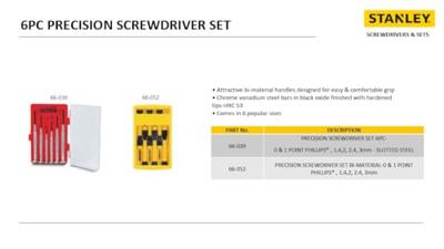 Stanley Cushion Grip precisieschroevendraaierset 6-delig 0-66-052