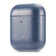 AirPods 1/2 hoesje Genuine Leather Series - hard case - blauw AirPods 1/2 hoesje Genuine Leather Series - hard case - blauw