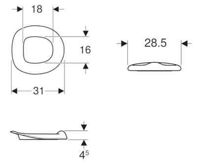 Geberit Bambini Closetzitting voor staand 28,5x31x4,5 cm Agaatgrijs