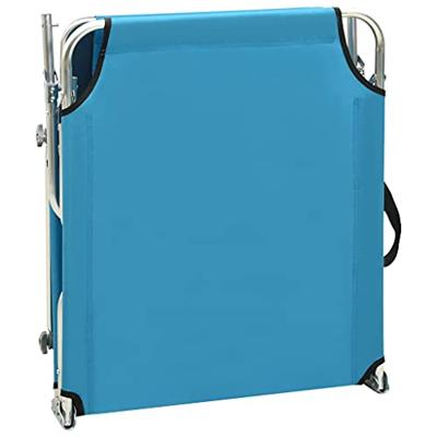 Ligbed met luifel inklapbaar staal turquoise en blauw - thumbnail