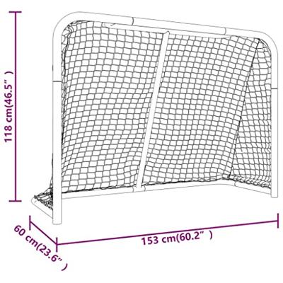 VidaXL Hockeydoel met net 153x60x118 cm staal en polyester rood en wit
