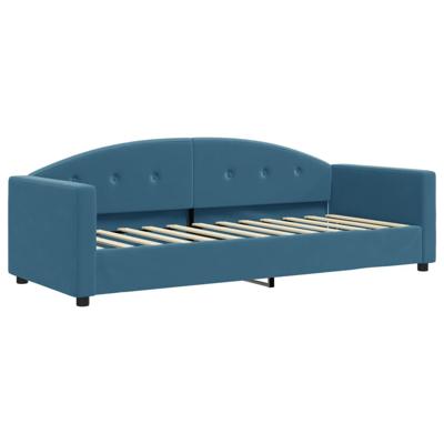 Slaapbank met onderschuifbed en lades 80x200 cm fluweel blauw - thumbnail