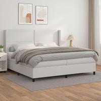 Boxspring met matras kunstleer wit 200x200 cm - thumbnail