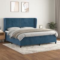 Boxspring met matras fluweel donkerblauw 200x200 cm - thumbnail