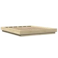 Bedframe bewerkt hout sonoma eikenkleurig 150x200 cm - thumbnail