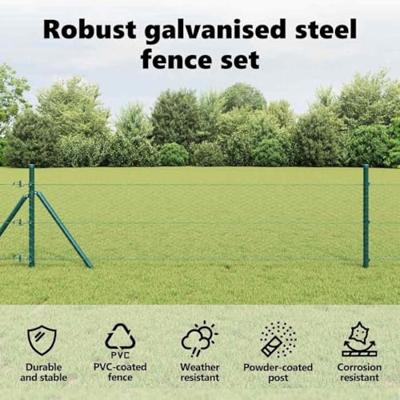 VidaXL Afrasteringspaal groen 50 x 0,6 m (25 mm gaas) staal en pvc VidaXL Afrasteringspaal groen 50 x 0,6 m (25 mm gaas) staal en pvc
