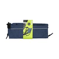 DRESCO enkele fietstas blauw - 18 liter - ook als shopper of schoudertas te gebruiken - extra voorvak - spatwaterdicht polyester - 2 bevestigingshaken - verstelbare schouderriem - verstevigde bodem - reflecterende accenten - afmeting 49x45x18cm - thumbnail
