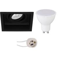 LED Inbouwspot Set Mat Zwart - GU10 Fitting - 4W Natuurlijk Wit 4200K - Kantelbaar - thumbnail