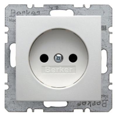Berker S1 wandcontactdoos zonder randaarde 1-voudig polarwit mat KindVeilig