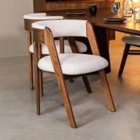 LABEL51 Eetkamerstoel 'Sasha' Bouclé en walnoot eiken - thumbnail