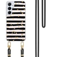 Samsung Galaxy A35 hoesje met zwart koord - Hart streepjes - thumbnail