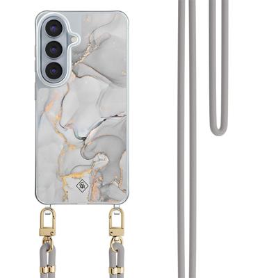Samsung Galaxy S26 hoesje met grijs koord - Marmer grijs