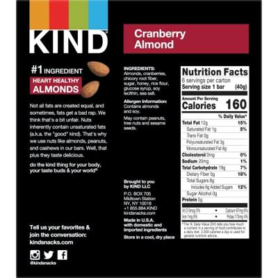 KIND Cranberry Amandel + Antioxidanten, 6 Count (Pack van 1), Netto gewicht: 8.4 oz