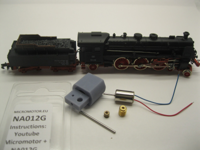 micromotor NA012G motor ombouwset voor Arnold BR 18, BR 01 Motor in the loco, K.Bay.Sts.B. S 3/6, SNCF 231, US 4-6-2 - thumbnail