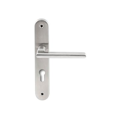 Hardbrass Deurkruk Istanbul op ovaal langschild profielcilindergat 55mm - RVS Hardbrass Deurkruk Istanbul op ovaal langschild profielcilindergat 55mm - RVS
