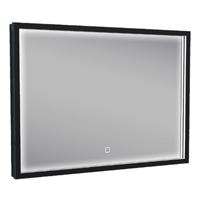 Avi spiegel rechthoek met LED, dimbaar en spiegelverwarming 70 x 50 cm mat zwart - thumbnail