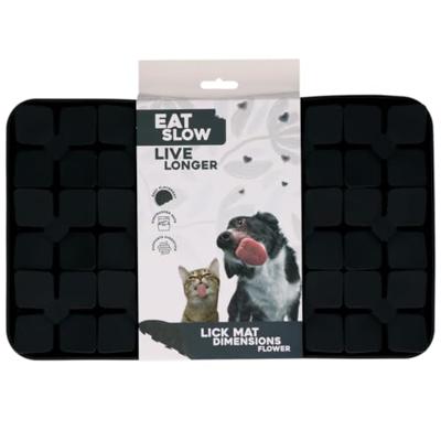 Eat Slow Live Longer Lick Mat Dimensions Flower Grijs