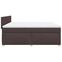 Boxspring met matras stof donkerbruin 200x200 cm - thumbnail