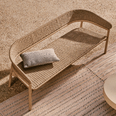 Kave Home 3-zits Tuinbank 'Arinella' Acaciahout en geweven touw