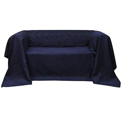 VidaXL Bankhoes microsuede marineblauw 140 x 210 cm VidaXL Bankhoes microsuede marineblauw 140 x 210 cm
