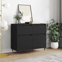 Dressoirs 2 st 40x35x70 cm bewerkt hout zwart - thumbnail
