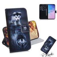 Wolf en hond patroon gekleurde tekening horizontale Flip lederen case voor Galaxy S10 Plus met houder & card slots & portemonnee - thumbnail