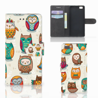 Huawei Ascend P8 Lite | Telefoonhoesje | Met pasjeshouder | Vrolijke Uilen - thumbnail