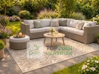 Buitenkleed 180x270cm creme/bruin - thumbnail