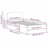 Bedframe met hoofdeinde Bruin 75 x 190 cm Massief grenenhout - thumbnail
