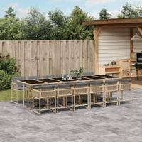 13-delige Tuinset met kussens poly rattan gemengd beige - thumbnail