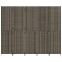 Kamerscherm 5 panelen poly rattan grijs - thumbnail