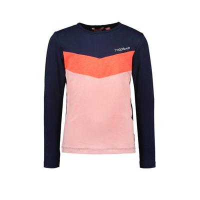 Tygo & Vito Girls Meisjes winter shirt - Longsleeve colourblock - Marine blauw