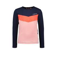 Tygo & Vito Girls Meisjes winter shirt - Longsleeve colourblock - Marine blauw - thumbnail