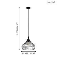 EGLO Staverton - Hanglamp - E27 - Ø 36,5 cm - Zwart - thumbnail