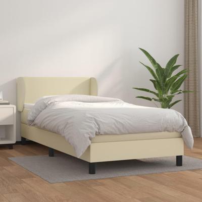 Boxspring met matras kunstleer crèmekleurig 100x200 cm