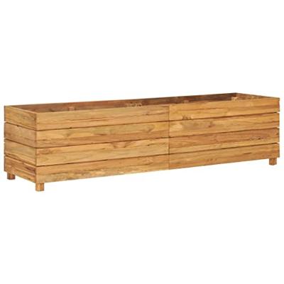 VidaXL Plantenbak verhoogd 150x40x38 cm gerecycled teakhout en staal
